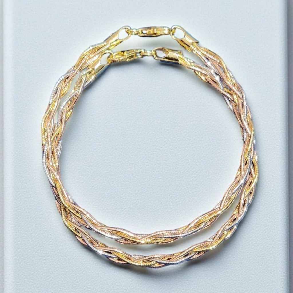 Tri-Tone Woven Elegance Necklace