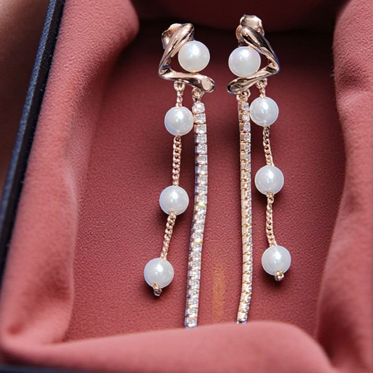 Pearl Harmony Long Drop Earrings