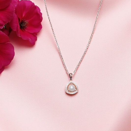 Pearl Teardrop Halo Pendant Necklace