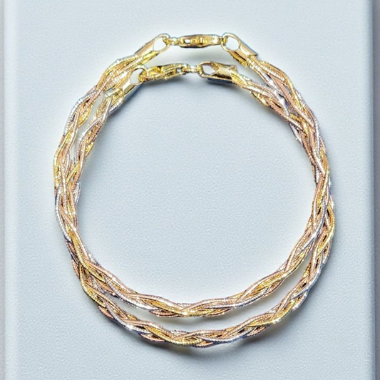 Tri-Tone Woven Elegance Necklace